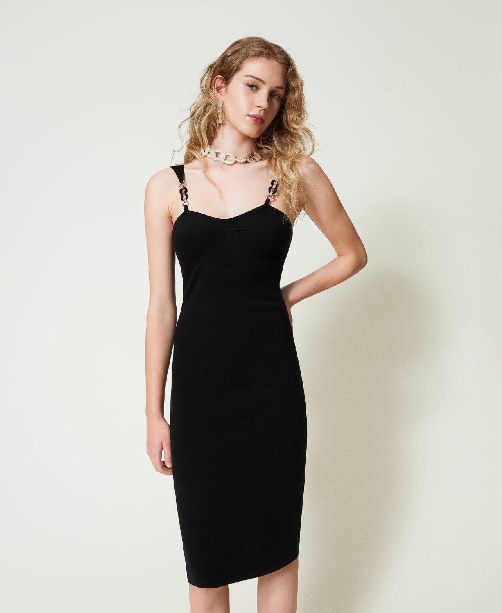 Scee by twin set Abito longuette in maglia con spalline bijoux Discount Store per i nuovi prodotti