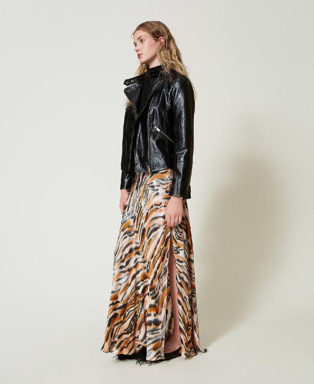 Scee by twin set Gonna lunga in raso animalier Super sconto