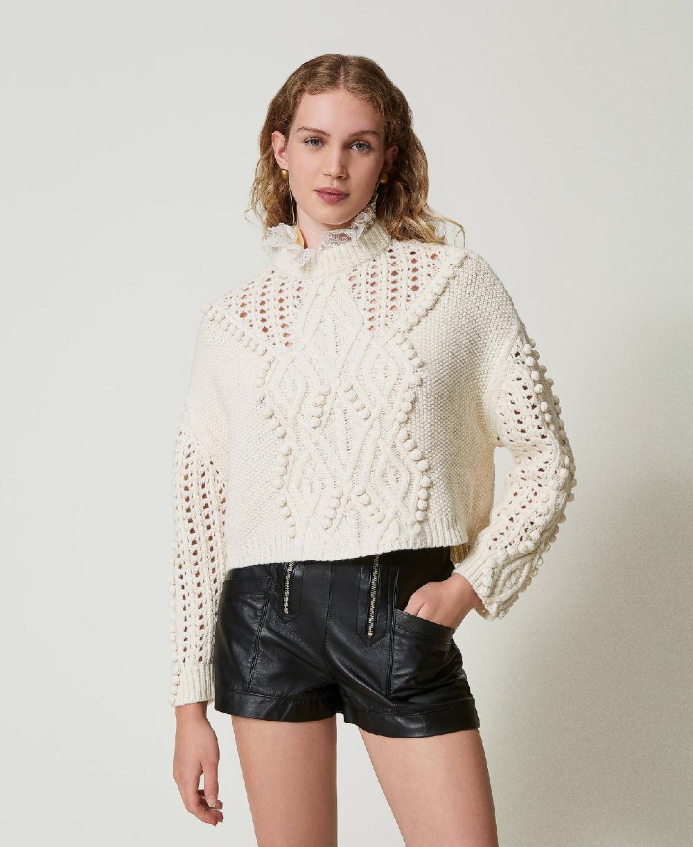 Scee by twin set Maglia in misto lana con mix di punti Enormi sconti