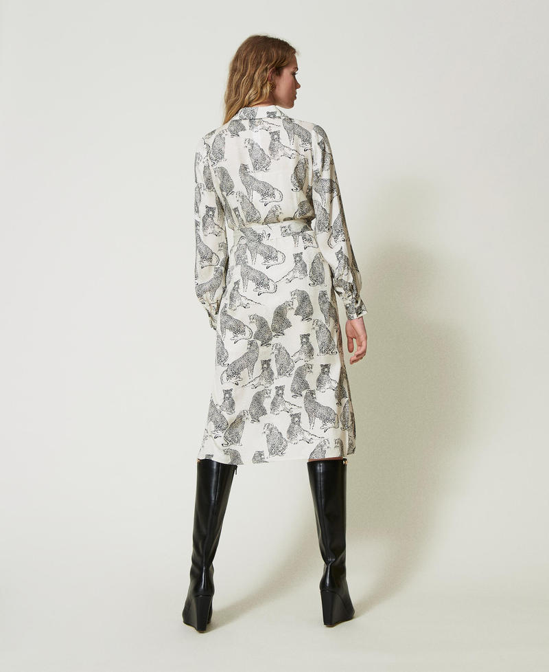 Scee by twin set Abito longuette jacquard con stampa giaguaro Sconti questo mese
