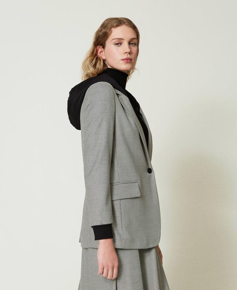 Scee by twin set Giacca blazer in pied de poule con cappuccio Italy