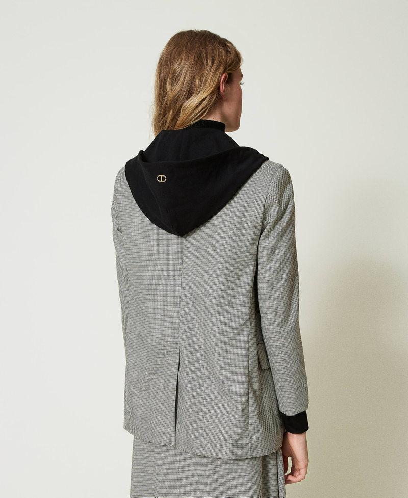 Scee by twin set Giacca blazer in pied de poule con cappuccio Italy