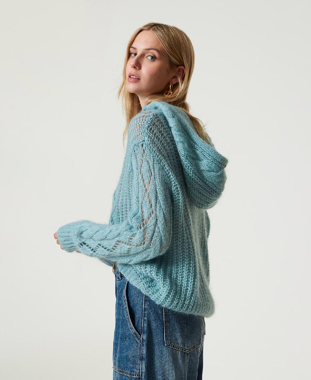 Scee by twin set Maglia in lana e mohair con cappuccio Italia