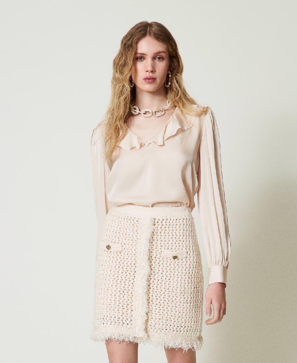 Scee by twin set Blusa in raso con volant In Linea