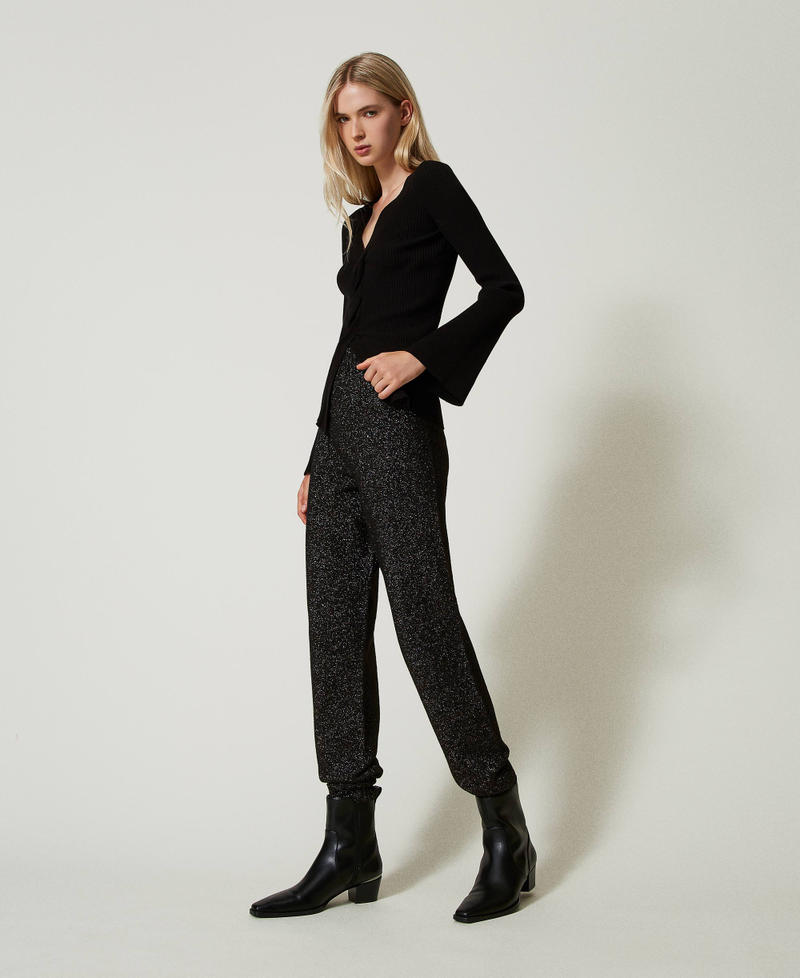 Scee by twin set Pantaloni joggers in maglia misto lana e lurex Nuovo