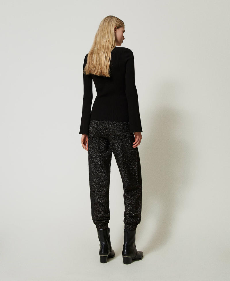 Scee by twin set Pantaloni joggers in maglia misto lana e lurex Nuovo