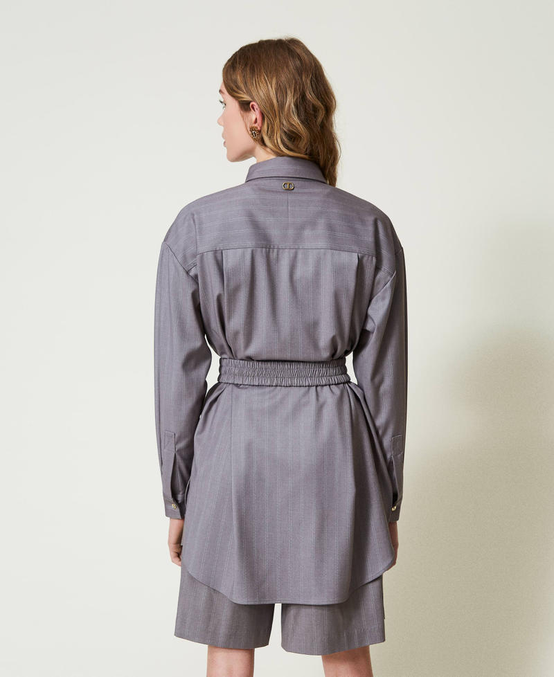 Scee by twin set Maxi camicia gessata con cintura Qualità