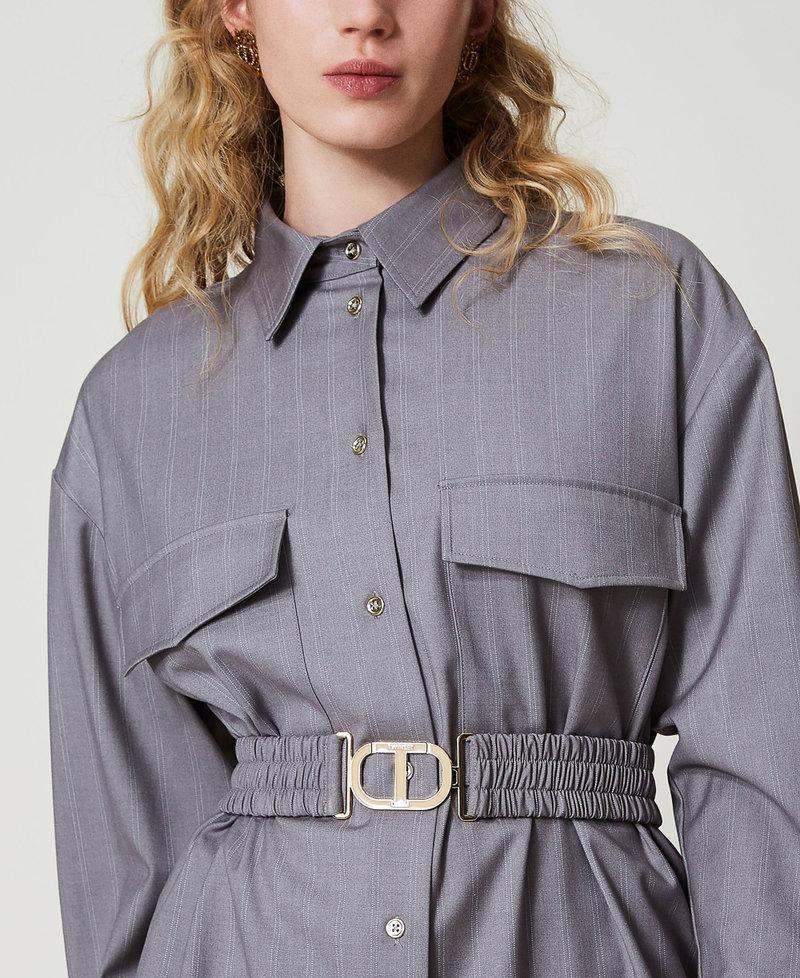 Scee by twin set Maxi camicia gessata con cintura Qualità