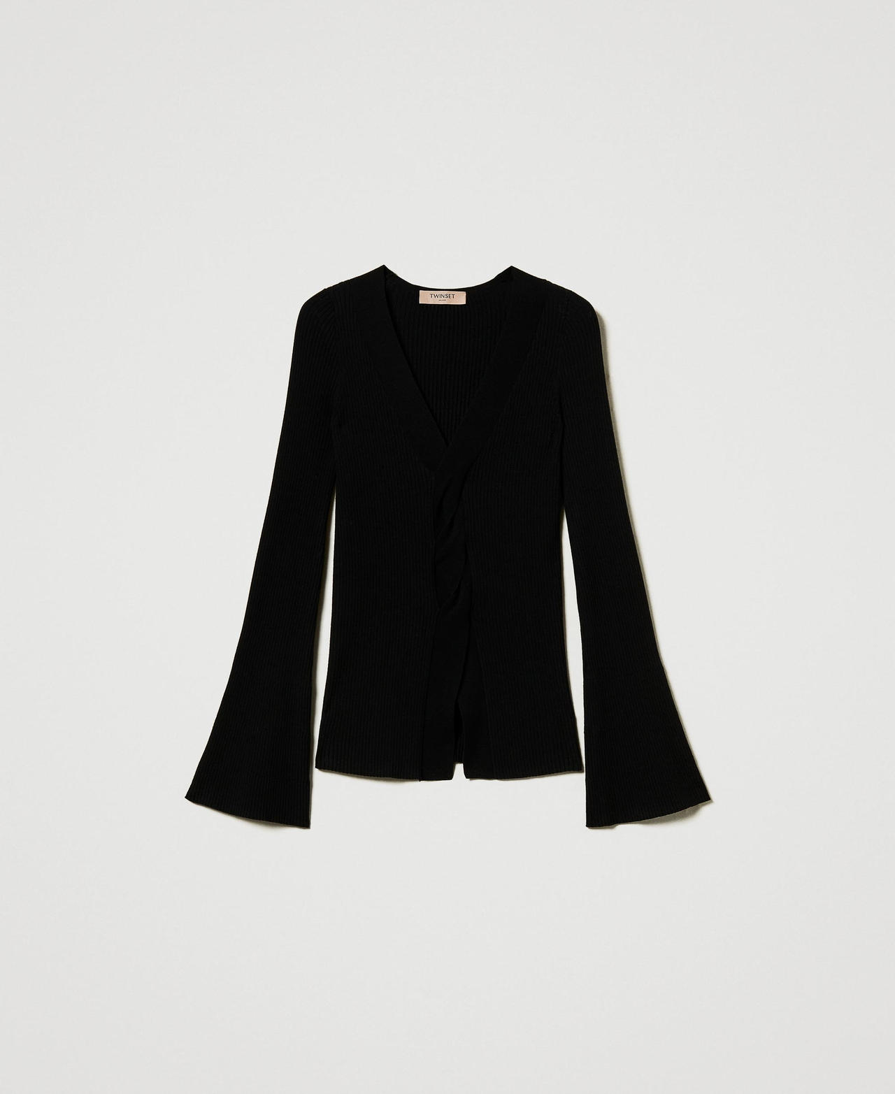 Scee by twin set Maglia fitted a costine con incrocio Spedizione Gratuita