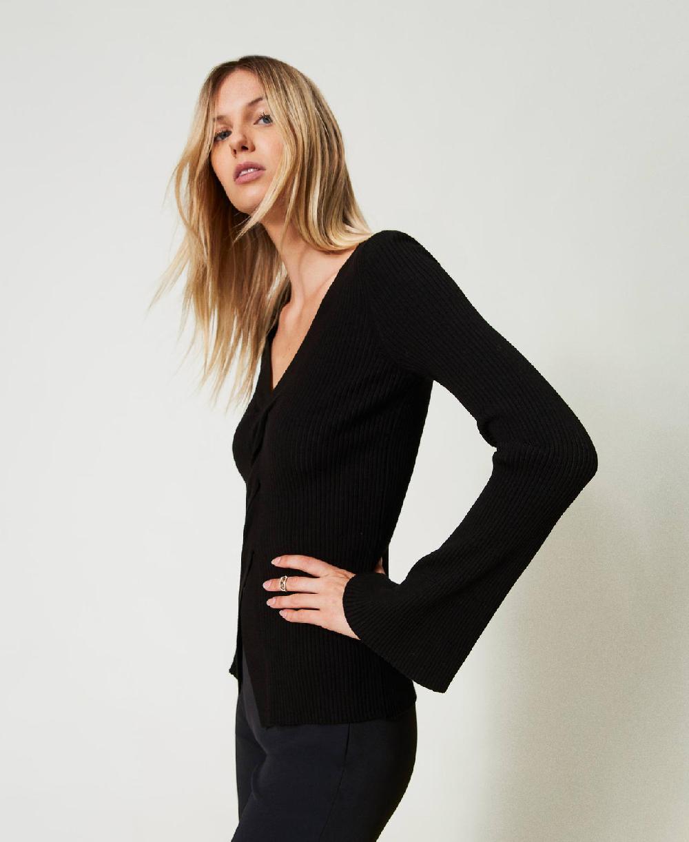 Scee by twin set Maglia fitted a costine con incrocio Spedizione Gratuita