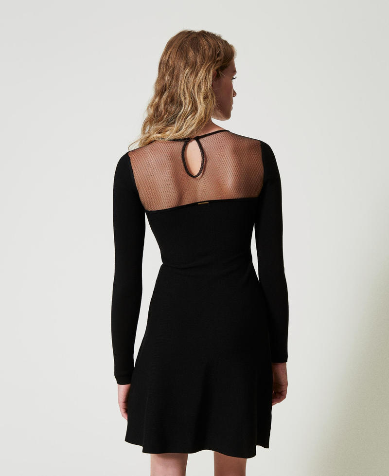 Scee by twin set Abito corto in maglia con tulle e ricamo Negozi Online
