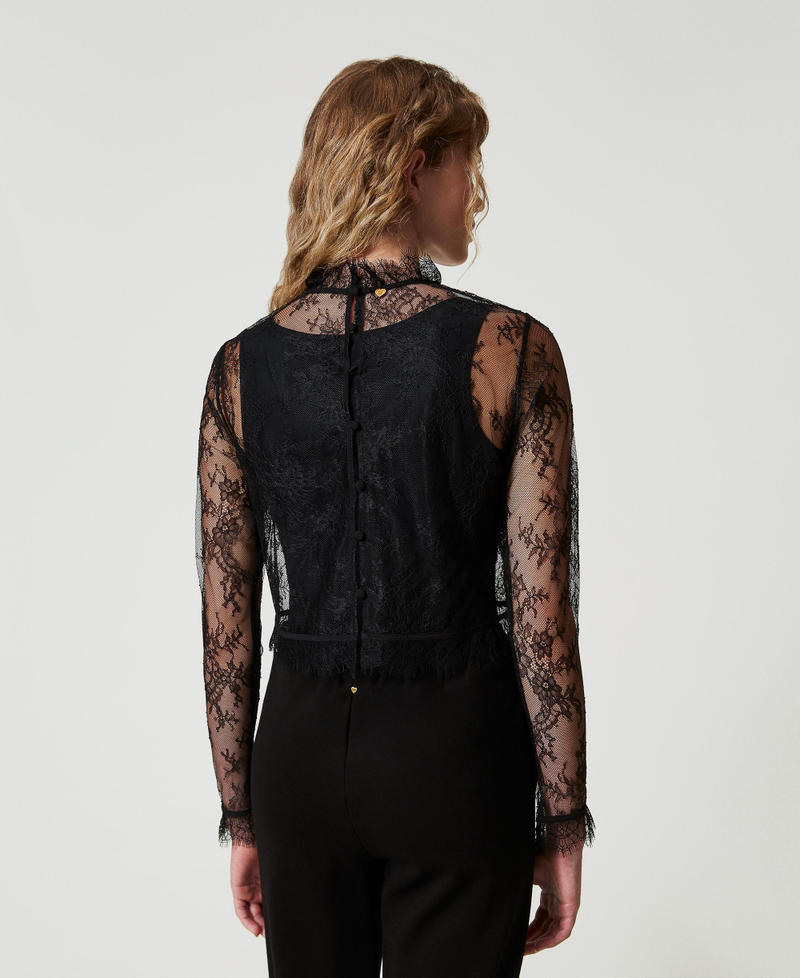 Scee by twin set Blusa cropped in pizzo e top Promozione Limitata