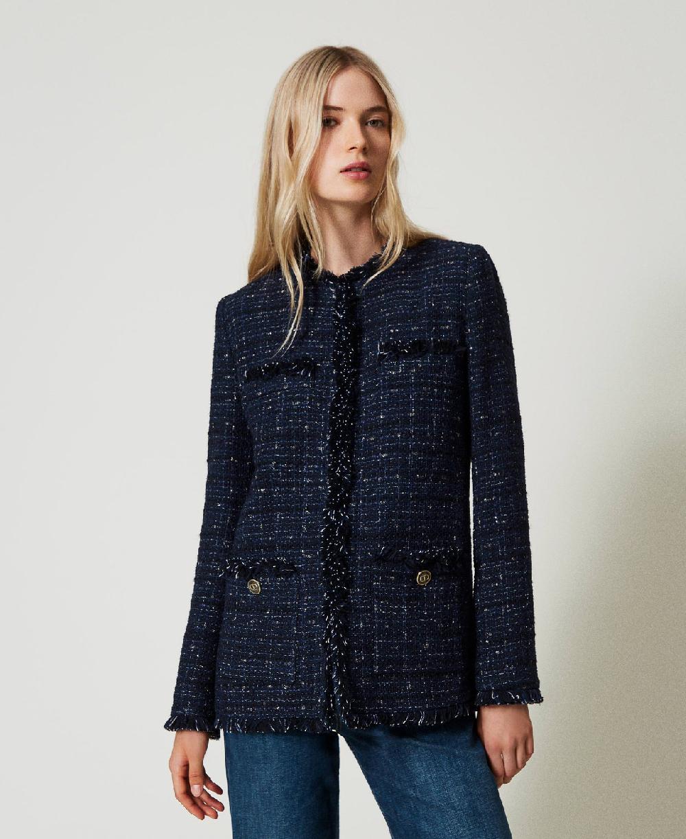Scee by twin set Giacca bouclé con bottoni logati Fino Al -60%