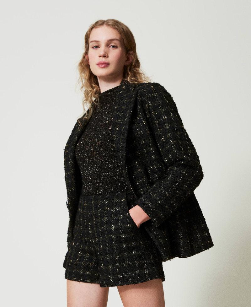 Scee by twin set Shorts bouclé a disegno check Sconto