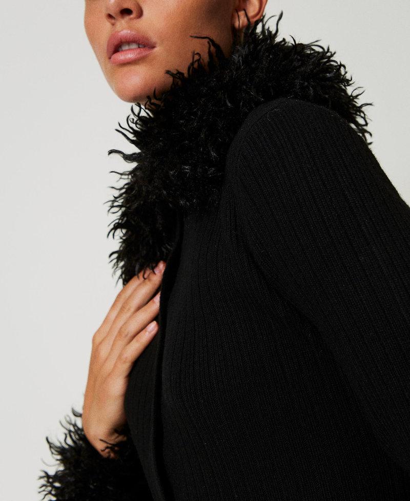 Scee by twin set Abito-cardigan lungo in misto lana e faux fur Offerta