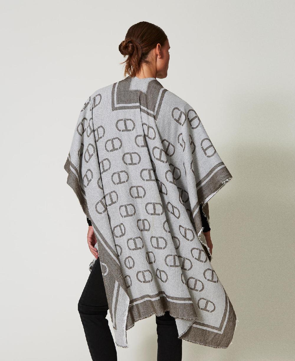 Scee by twin set Poncho jacquard con Oval T In Vendita