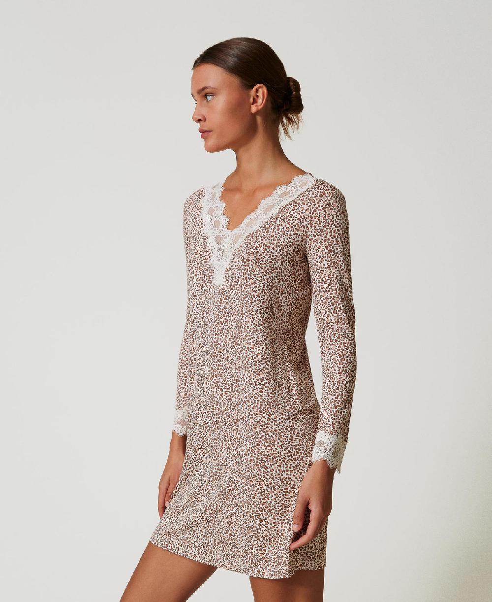 Scee by twin set Camicia da notte stampata con pizzo Offerte