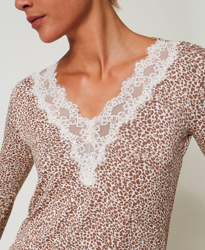 Scee by twin set Camicia da notte stampata con pizzo Offerte