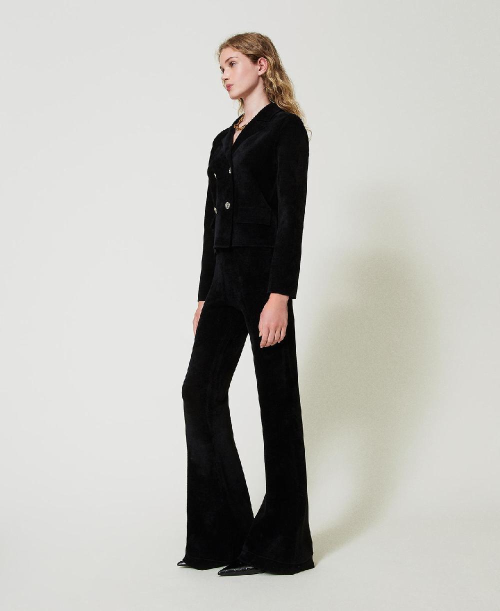 Scee by twin set Pantaloni flare in maglia con bottoni Oval T Nuova