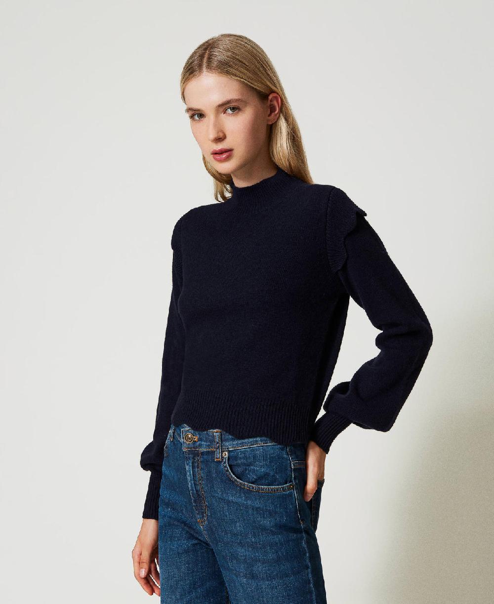 Scee by twin set Maglia in lana e cashmere con smerli Sconto di tempo limitato