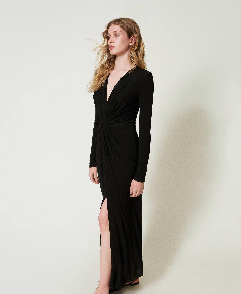 Scee by twin set Abito lungo in jersey con drappeggio Prezzo di fabbrica