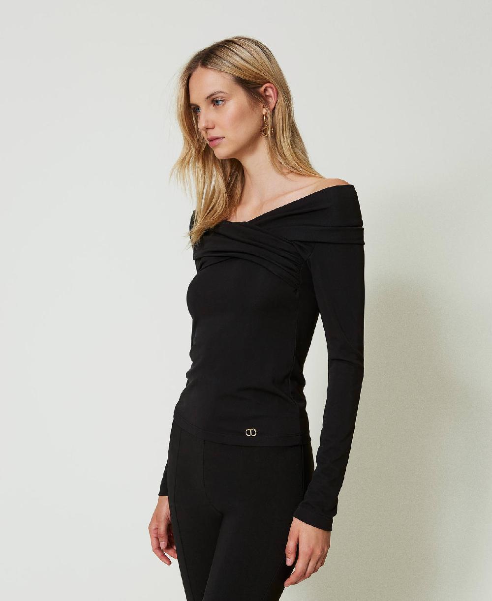 Scee by twin set Blusa con scollo arricciato Offerta speciale