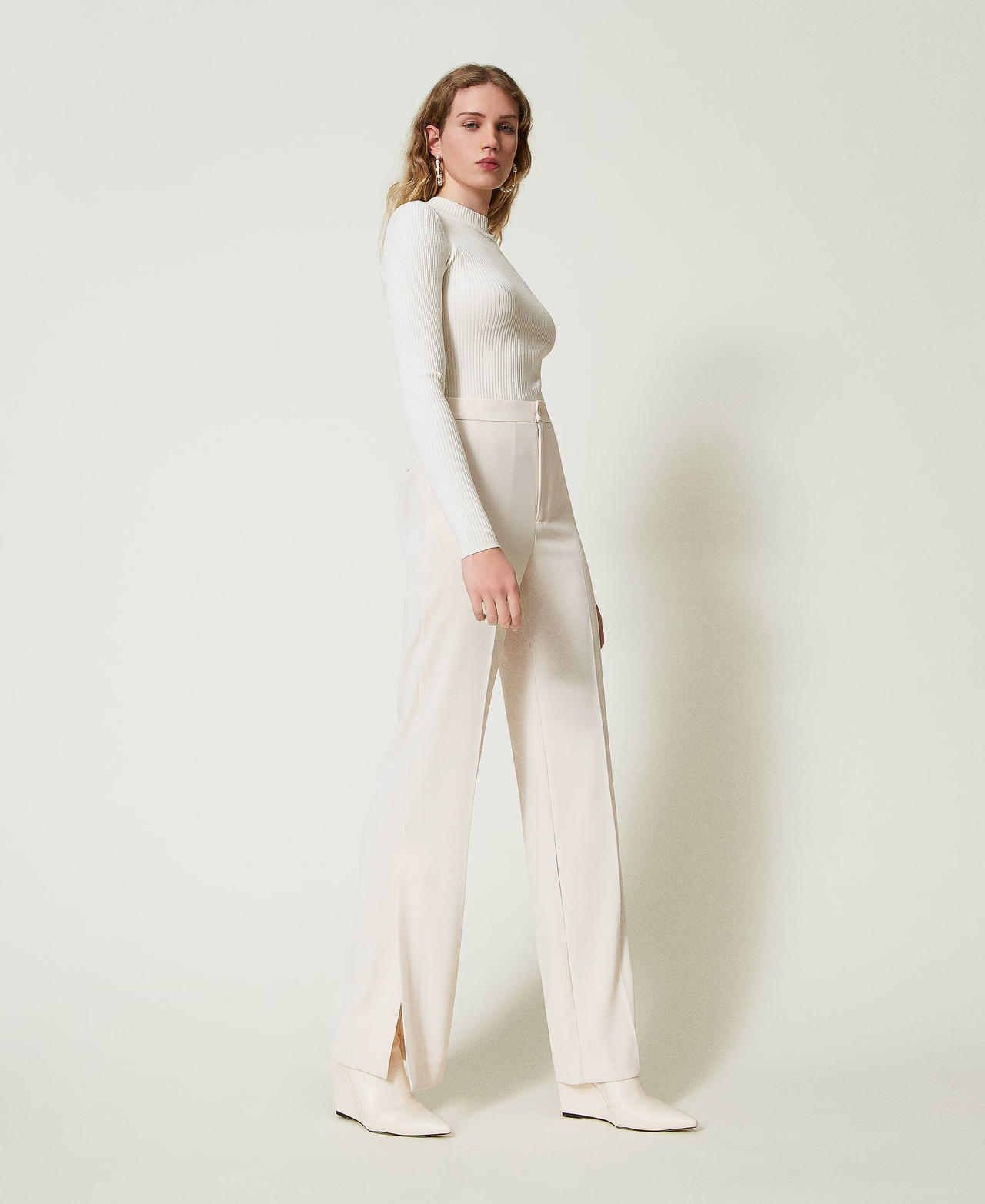 Scee by twin set Pantaloni straight leg con spacchi Comprare a buon mercato