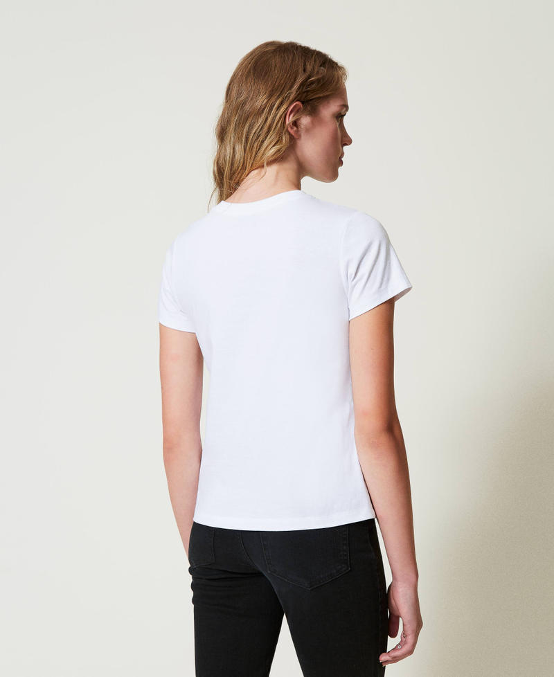 Scee by twin set T-shirt con balza in tulle e ricamo logo Shopping online