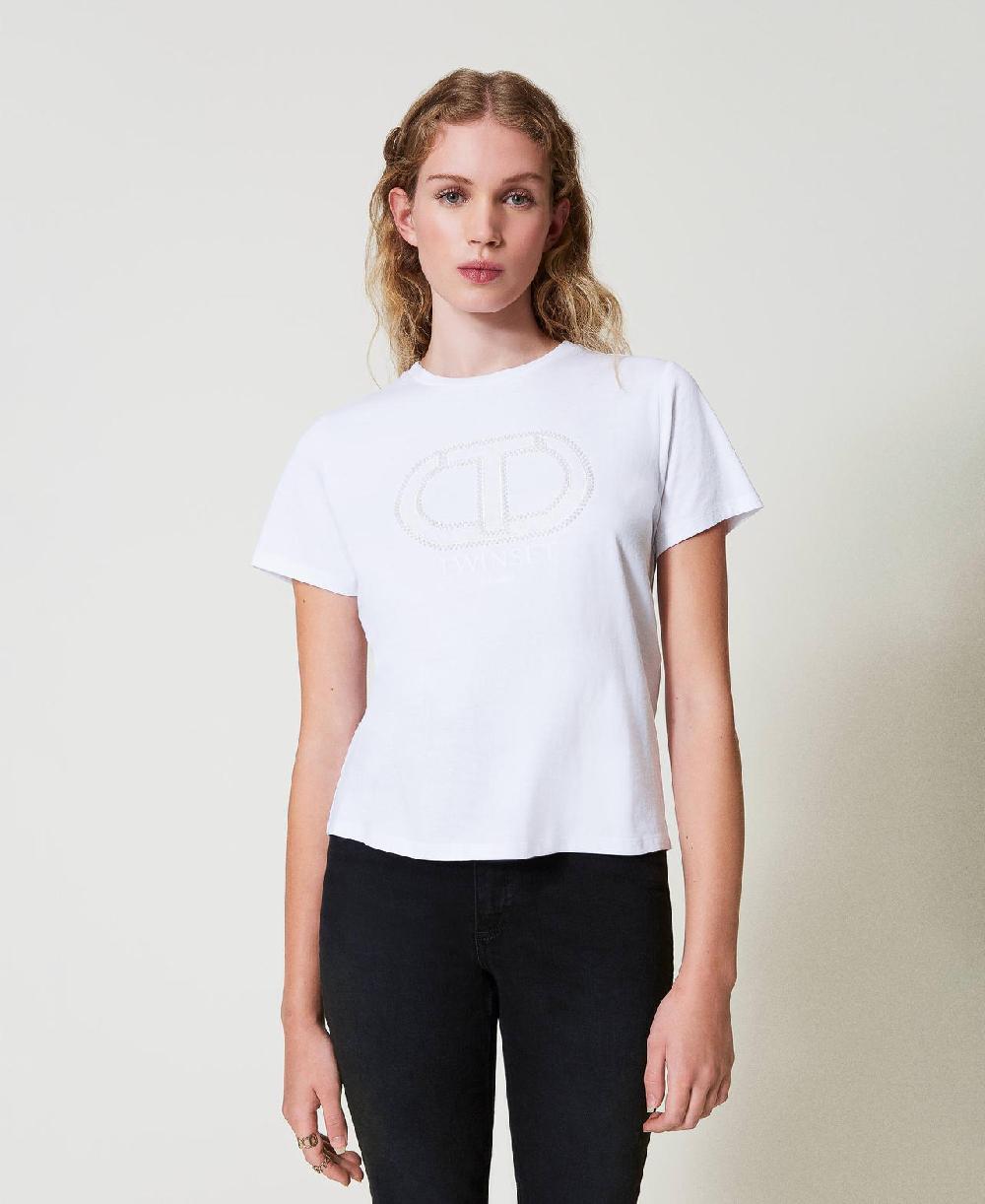 Scee by twin set T-shirt con ricamo logo Oval T Vendite stagionali