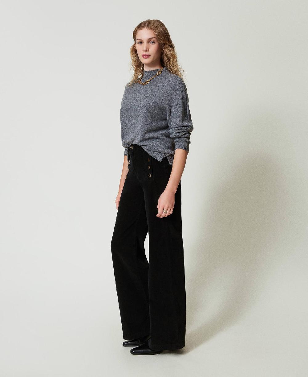 Scee by twin set Pantaloni in velluto con bottoni Cyber Monday