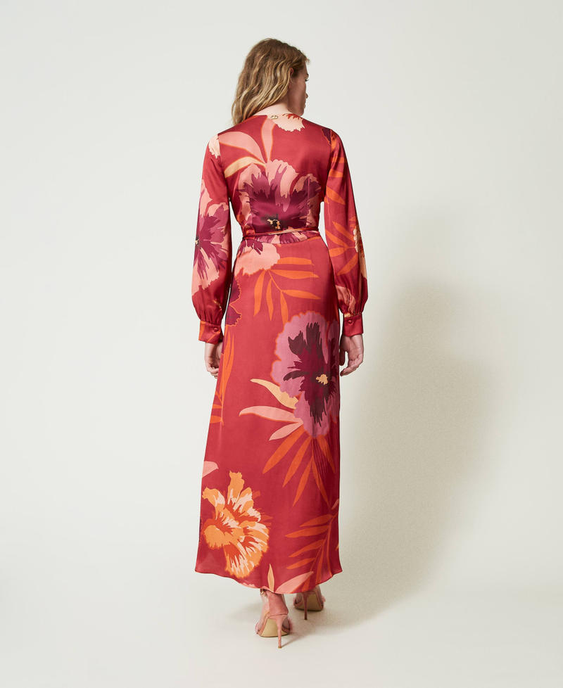 Scee by twin set Abito lungo in raso a fiori Offerta natalizia