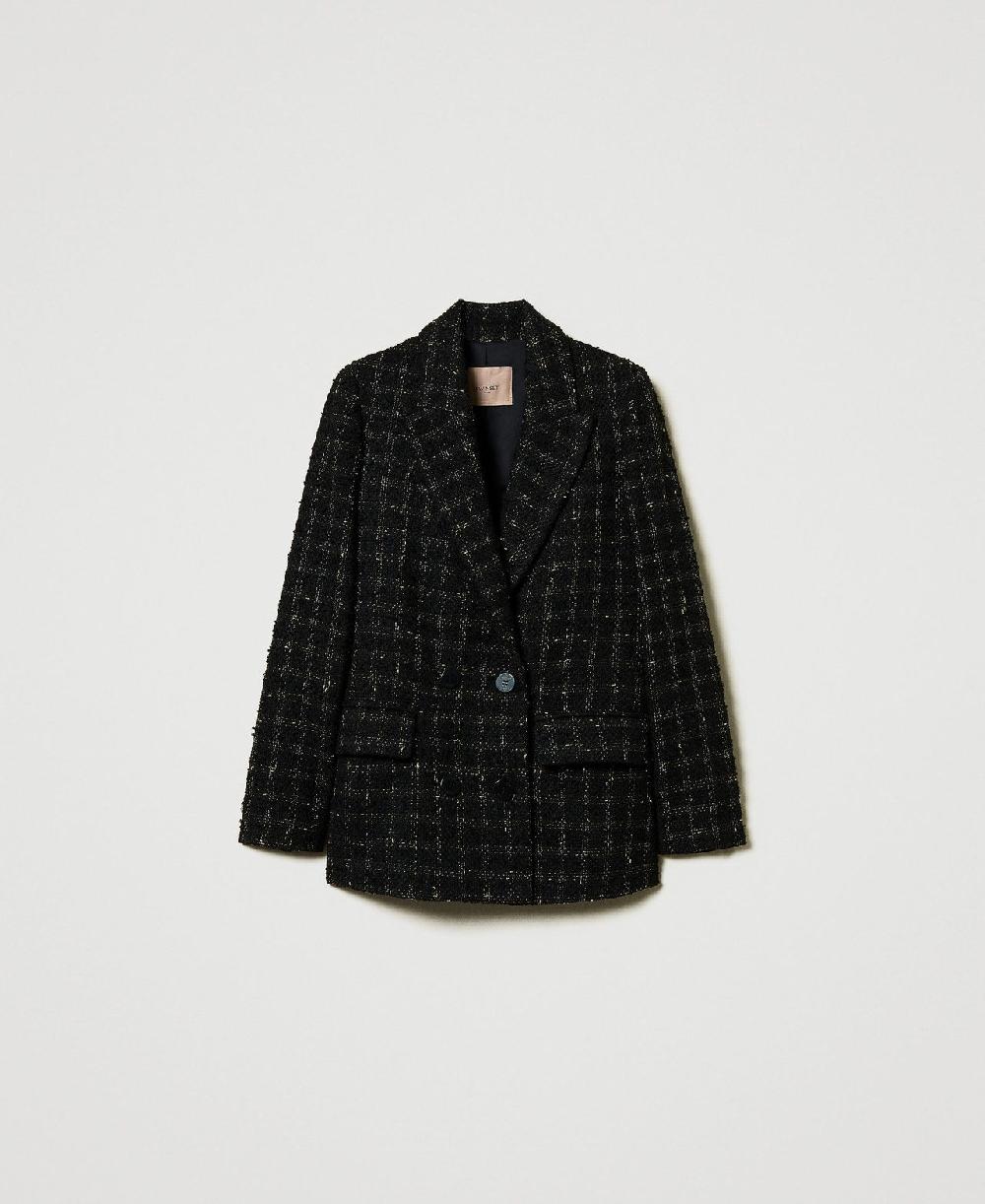 Scee by twin set Giacca blazer bouclé a disegno check Offerta Anniversario