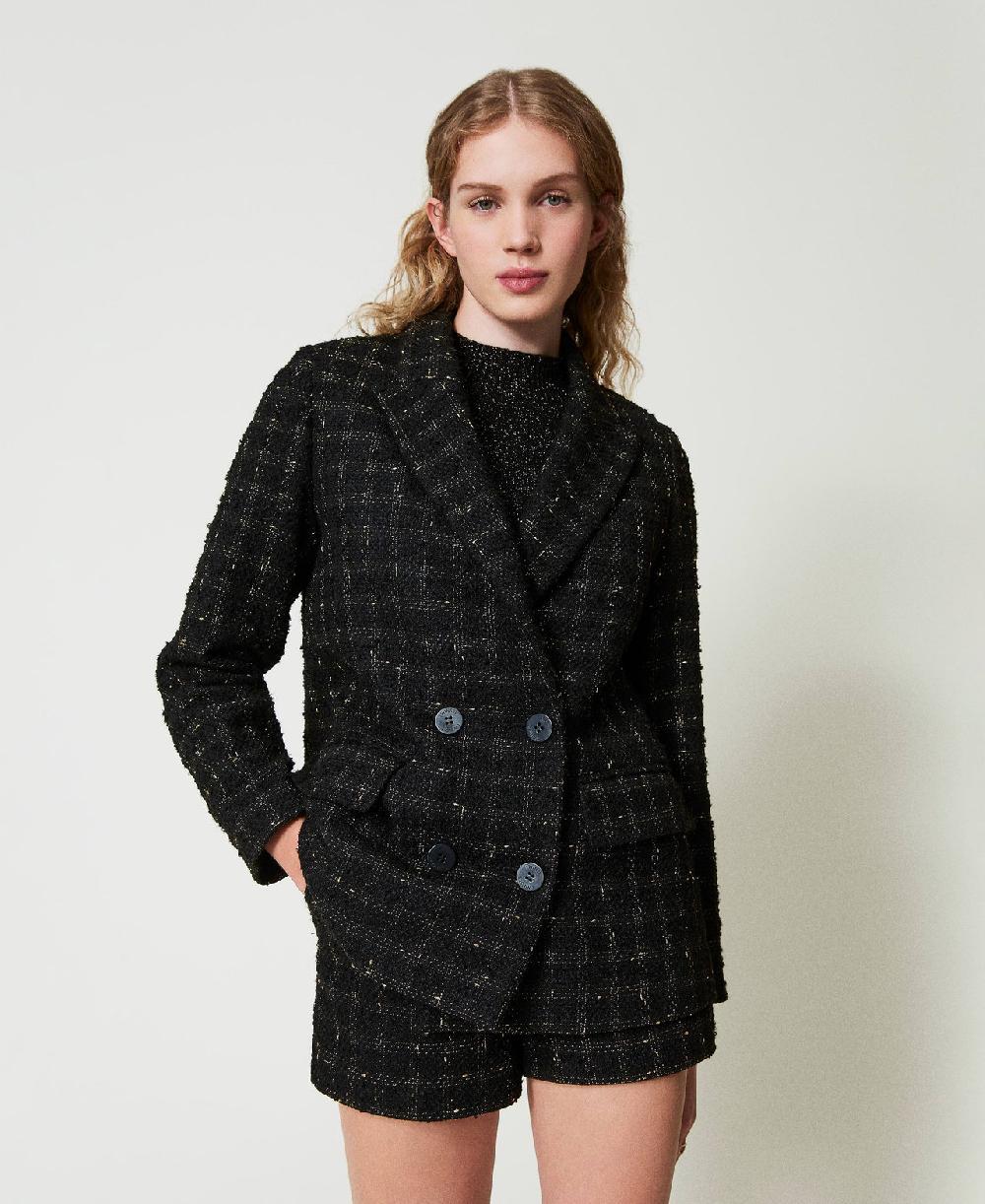 Scee by twin set Giacca blazer bouclé a disegno check Offerta Anniversario