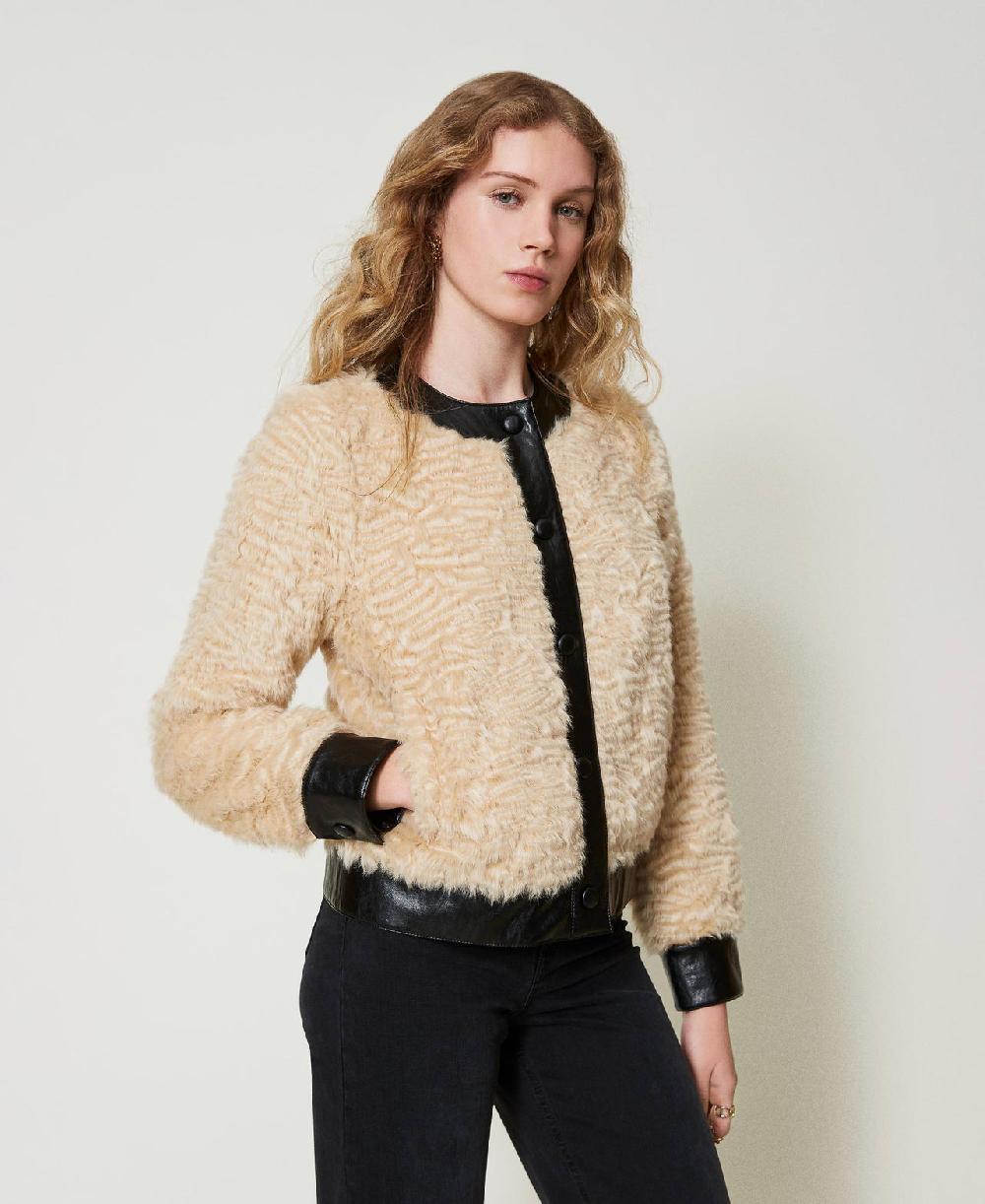 Scee by twin set Giacca boxy in faux fur Smaltimento dello stoccaggio