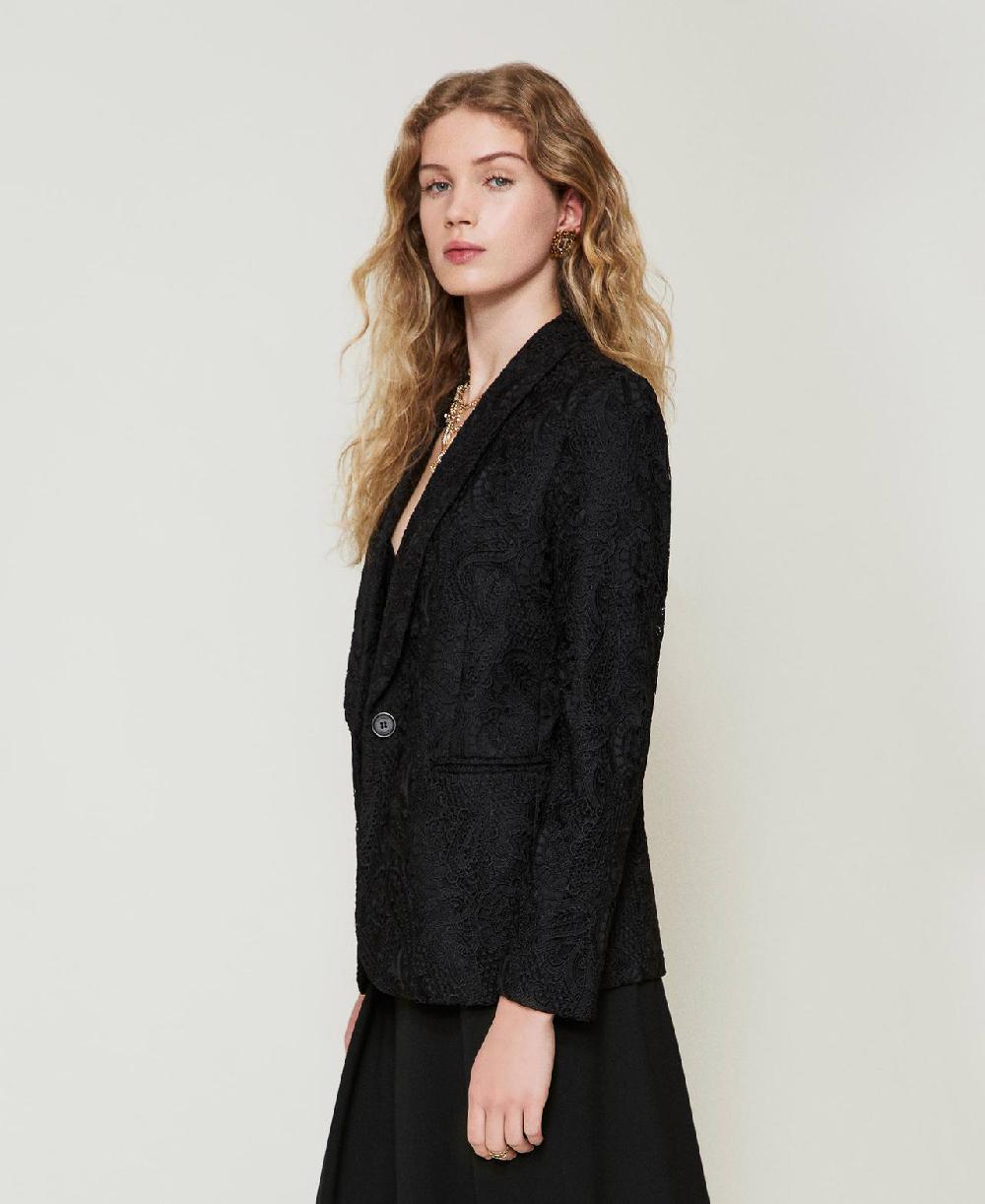Scee by twin set Giacca blazer in pizzo macramè Online Outlet