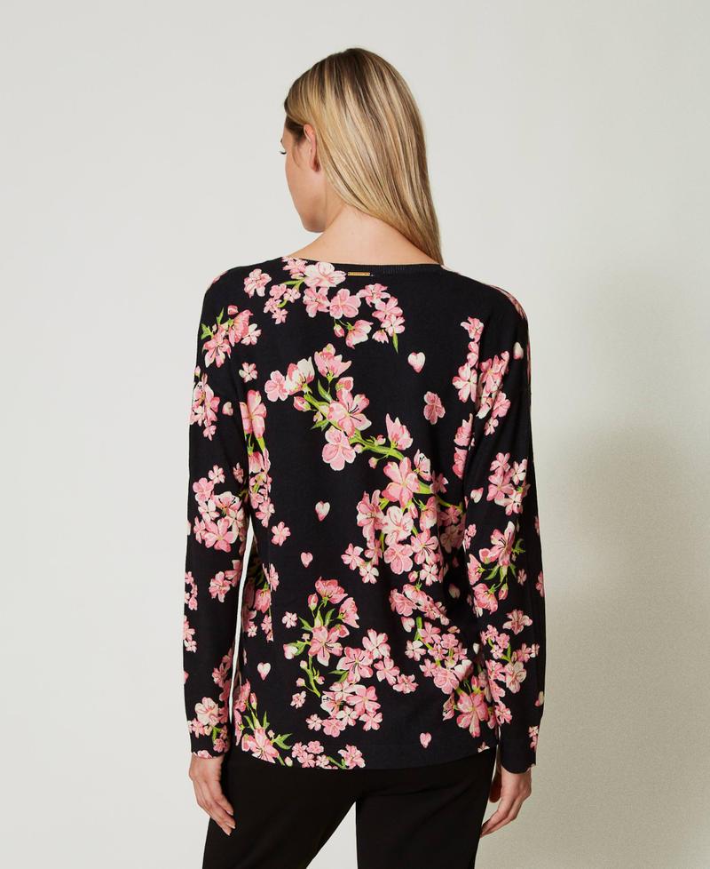 Scee by twin set Maglia con stampa a fiori e pizzo Offerte esclusive
