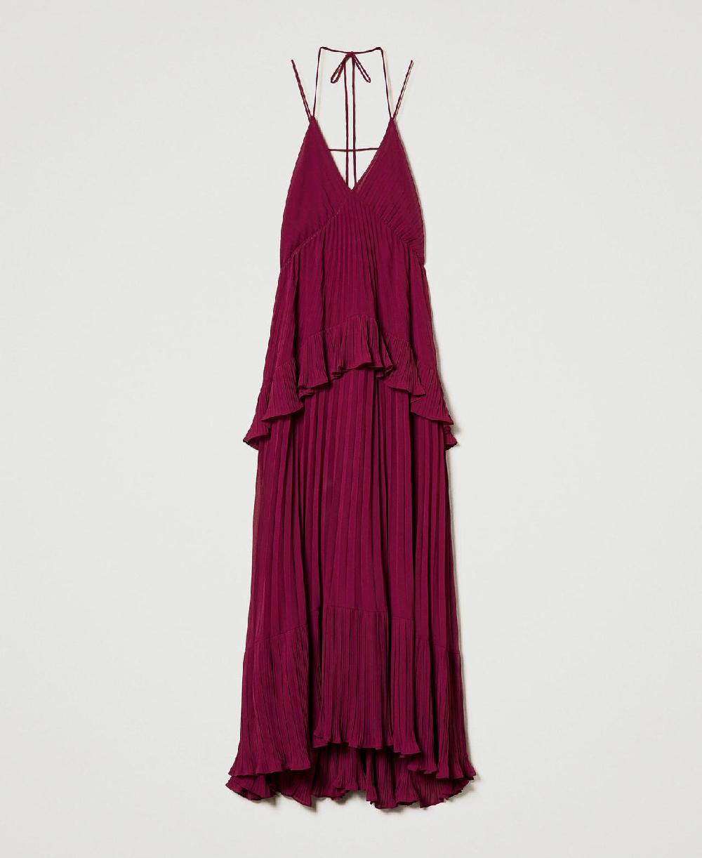 Scee by twin set Abito lungo in georgette plissé Lightning offer
