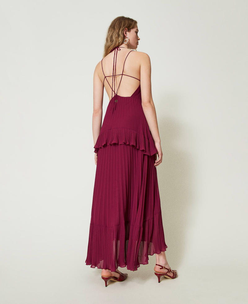 Scee by twin set Abito lungo in georgette plissé Lightning offer