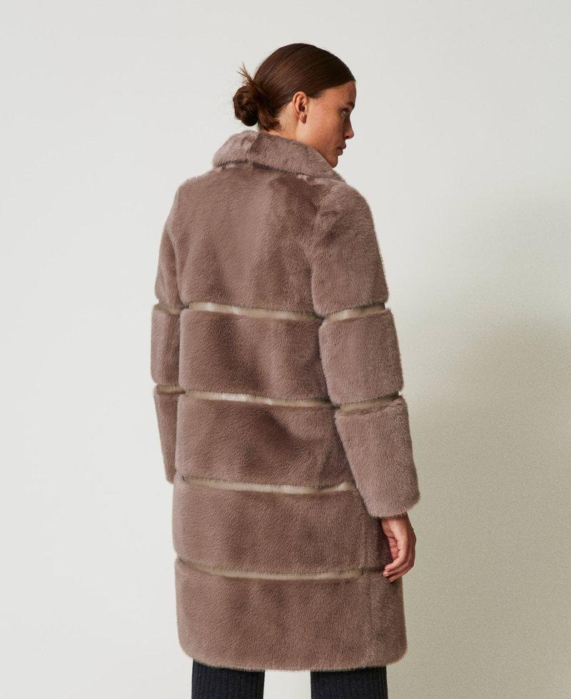 Scee by twin set Cappotto in faux fur con intarsi Bestseller