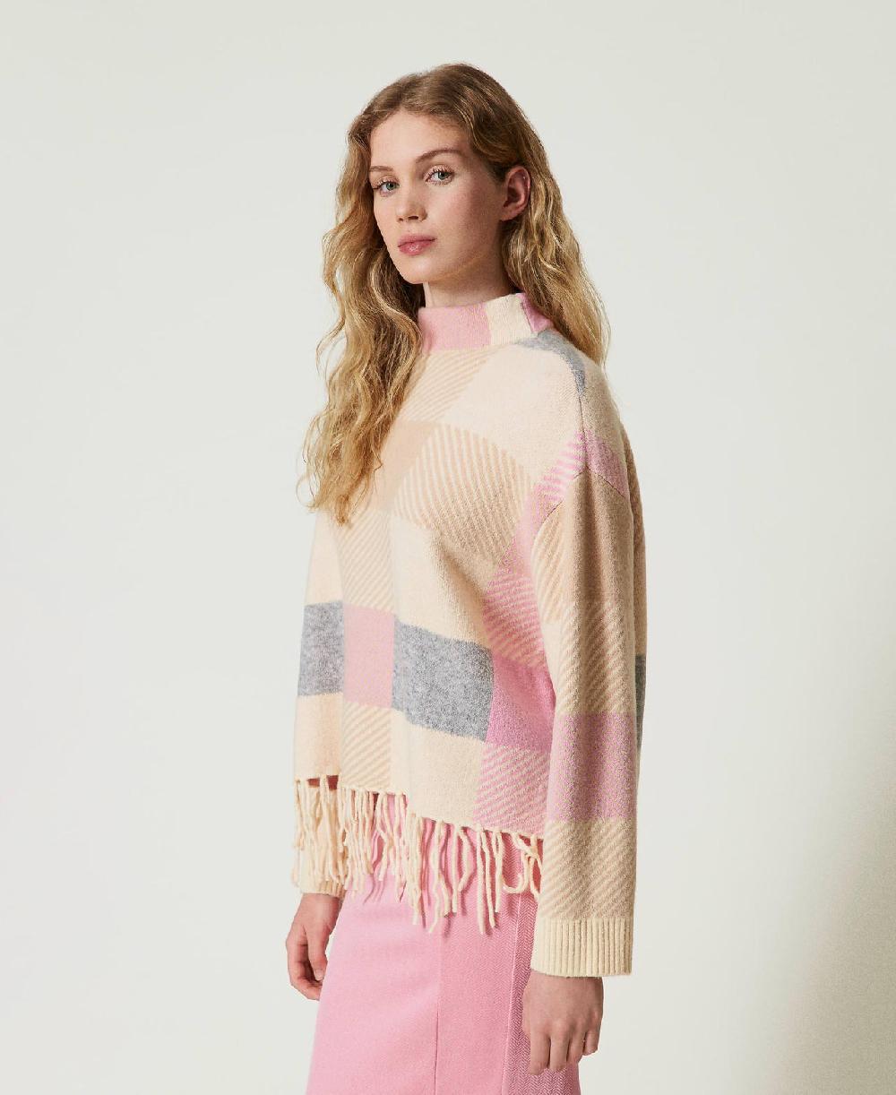 Scee by twin set Maglia jacquard con frange Liquidazione