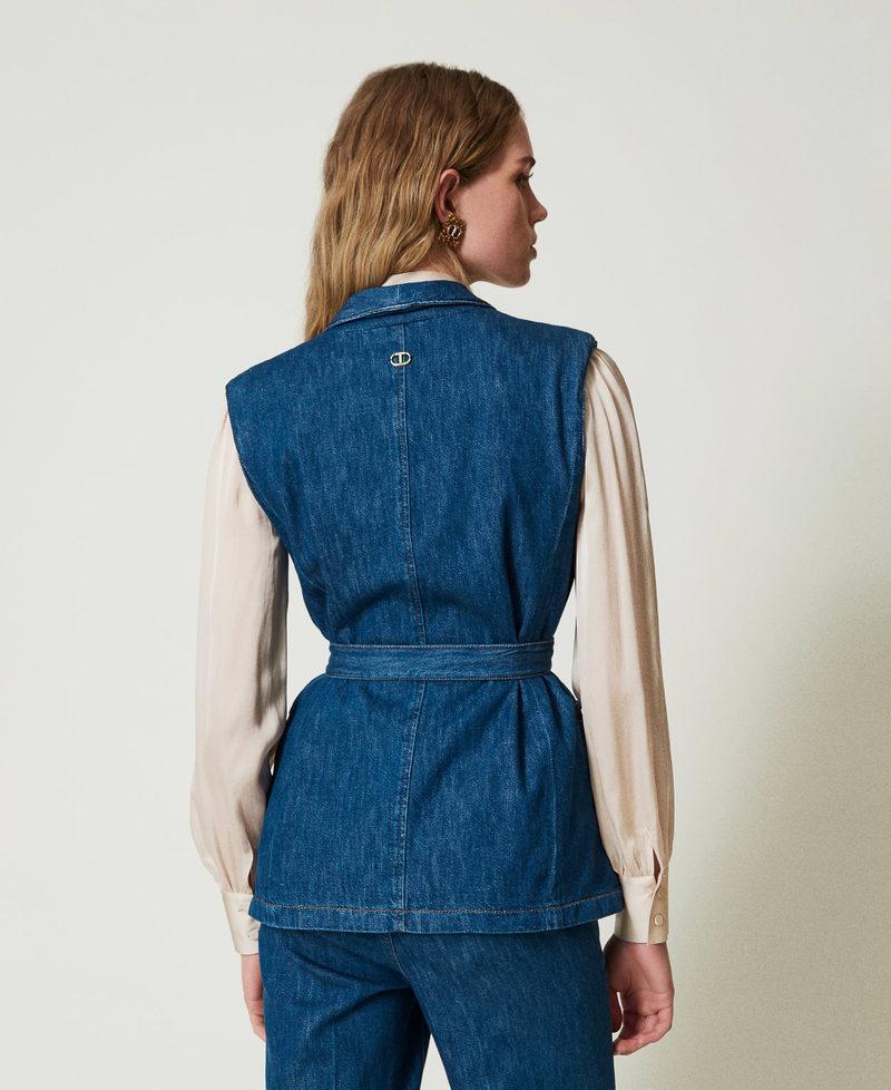 Scee by twin set Gilet in jeans con cintura Offerte giornaliere