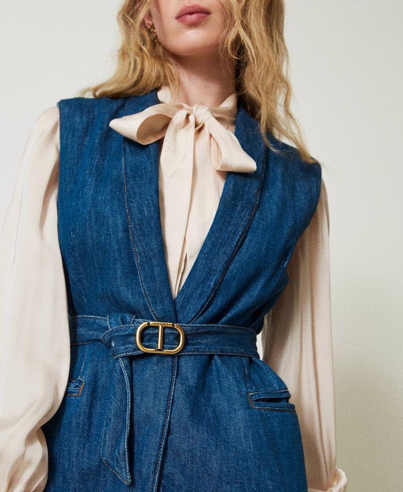 Scee by twin set Gilet in jeans con cintura Offerte giornaliere