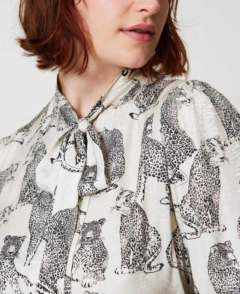 Scee by twin set Camicia jacquard con stampa giaguaro Offerte speciali