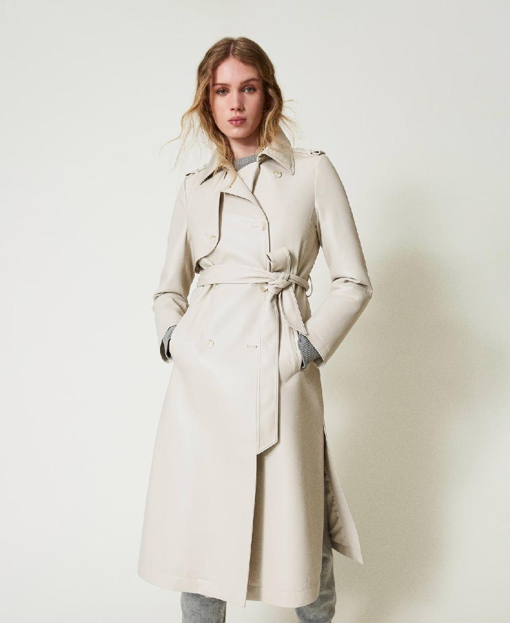 Scee by twin set Trench lungo spalmato con cintura Prezzo basso