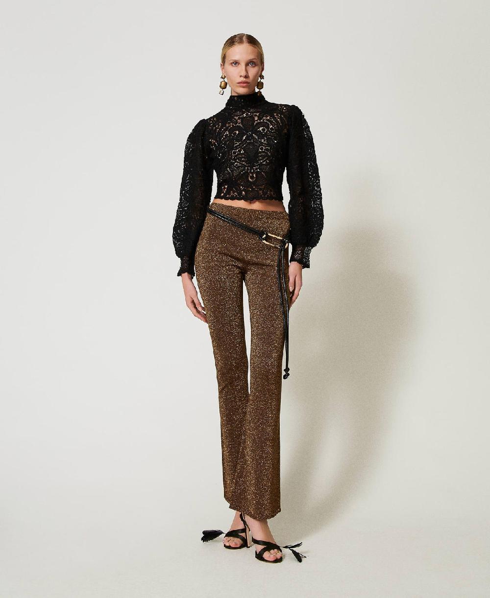 Scee by twin set Pantaloni flare in maglia con lurex Offerta settimanale