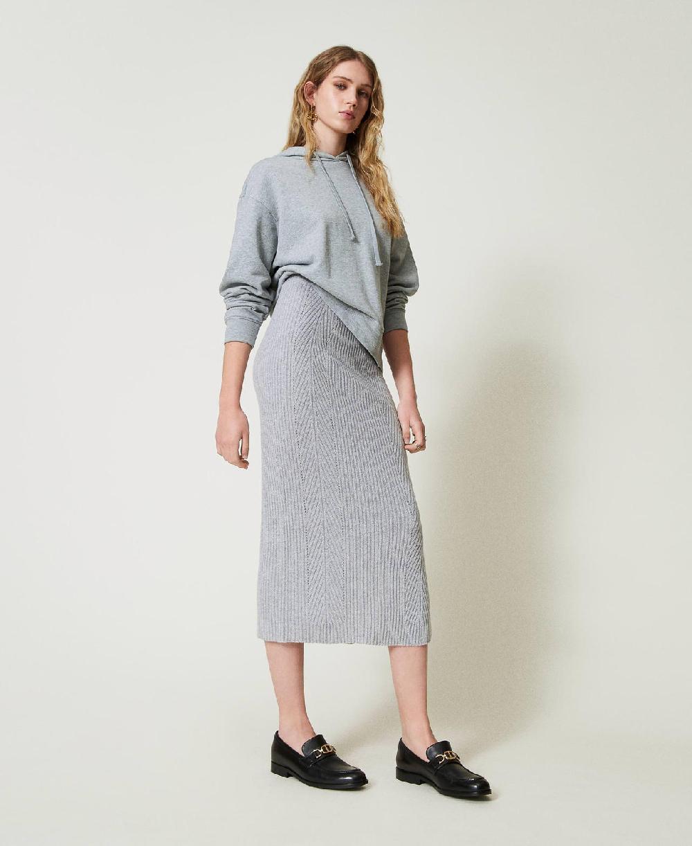 Scee by twin set Gonna longuette in maglia misto lana e lurex Ultimi tre giorni