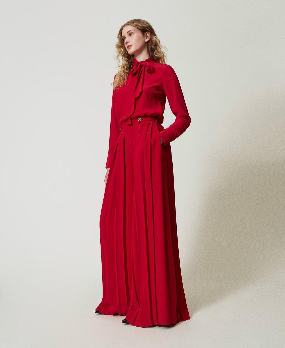 Scee by twin set Pantaloni in crêpe plissé con bottoni Ultimi due giorni