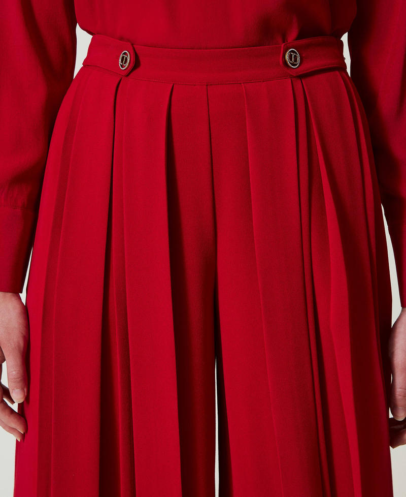 Scee by twin set Pantaloni in crêpe plissé con bottoni Ultimi due giorni
