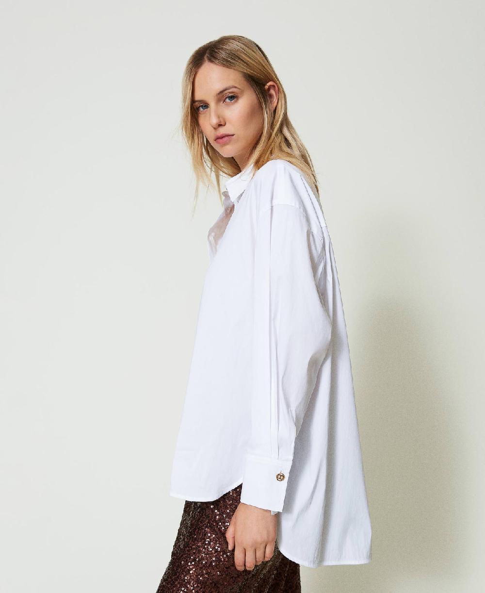 Scee by twin set Blusa a polo in popeline Ultimo giorno
