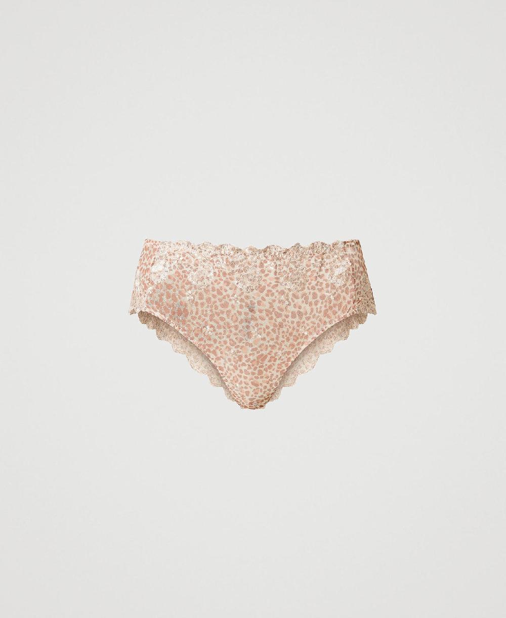 Scee by twin set Slip brasiliana in tulle animalier Promozione temporanea